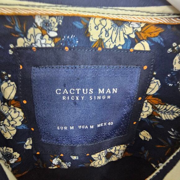 NEW Cactus Man Ricky Singh Dress Shirt Blue Orange Polka Dot Men M Collared - Picture 6 of 9